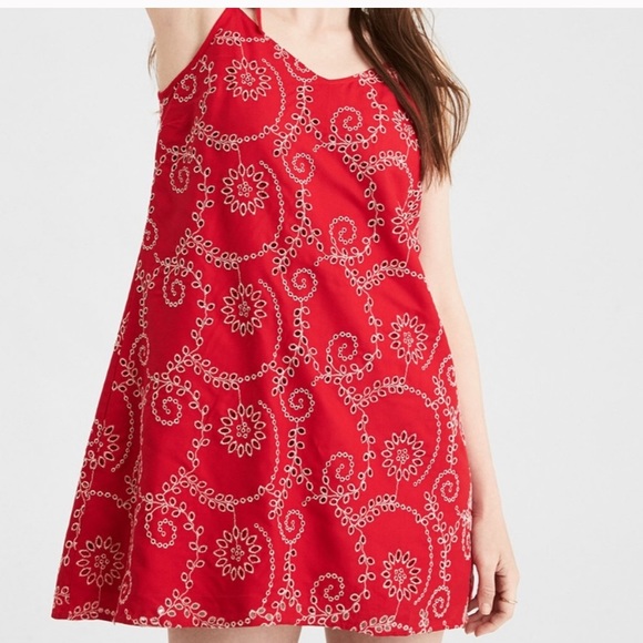 AE Tie Strap Shift Dress Embroidered - Picture 3 of 8